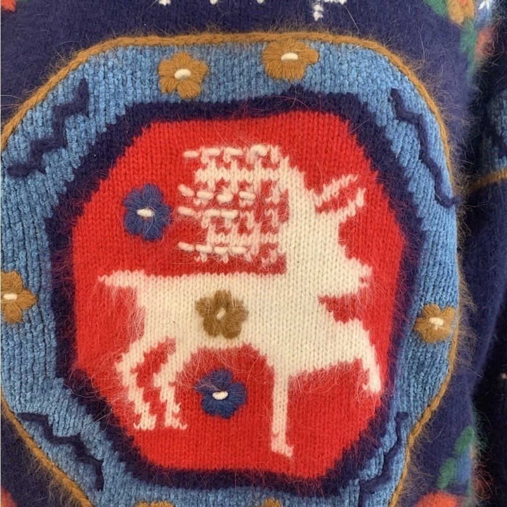 Vtg Rafaella Angora & Wool Nordic Reindeer Christmas Holiday Winter’s Sweater - Picture 4 of 11